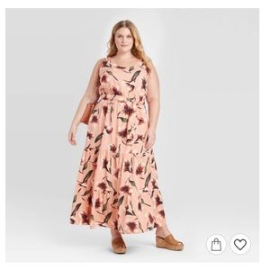 Ava & Viv Plus Size Pink Floral Maxi Dress